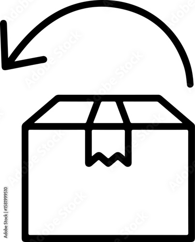 Simple icon representing a package with a curved arrow indicating return or delivery