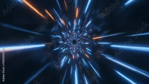 Futuristic Sci-Fi Tunnel with Neon Light Trails