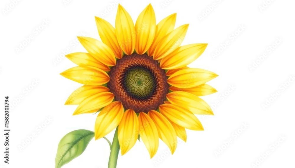 Fototapeta premium Beautiful watercolor illustration of a vibrant sunflower on a white background
