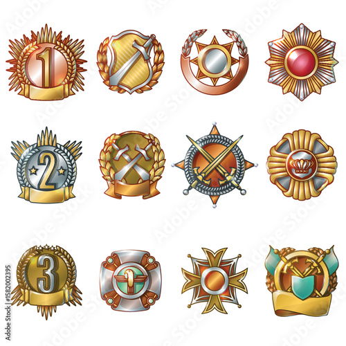 set of gold and bronze medals