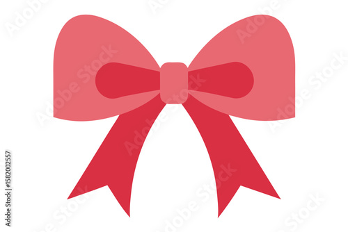 A charming pink bow adorns a white background isolated on white background Ai Generated