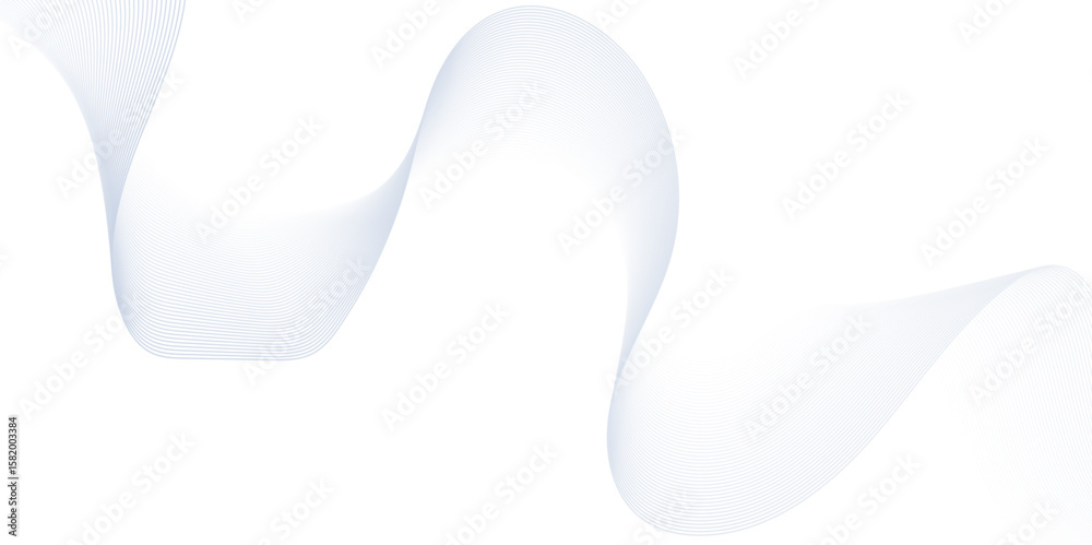 Fototapeta premium Dynamic minimal smoke sound blue line. Abstract glowing white slow speed stripe sound blend line smooth flow soundwave curve energy gradient vector futuristic digital outline line science design. 