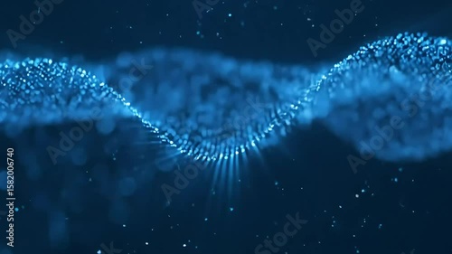 Blue DNA Strand in Digital Environment