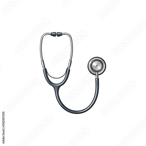 A close-up, isolated image of a stethoscope, showing the earpieces, tubing, and chest piece.