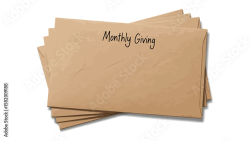 Monthly Giving Donation Envelopes Isolated on White Background for Charitable Causes Design