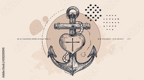 Nautical heart anchor design