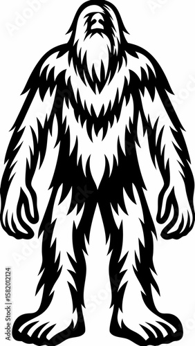 Bigfoot Yeti Silhouette Vector Illustration of Hairy Mythical Creature