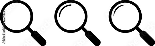 Search icons set. Loupe logo. Magnifying glass sign. Research tool concept. find information.