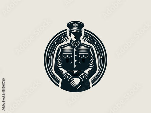 Friendly cartoon forest ranger mascot vector logo for national park visitor centers
