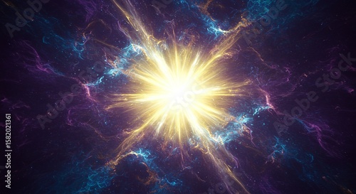 Bright Explosive Energy Burst in Outer Space with Vibrant Colors