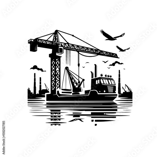 silhouette of a ship