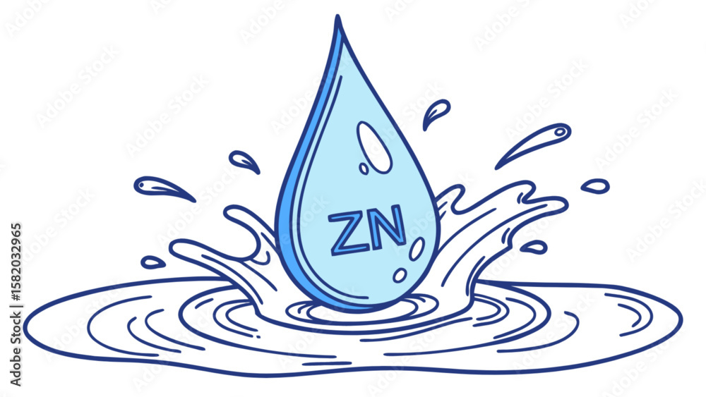 Zinc water drop mineral supplement health nutrition liquid element chemical compound zn purity splash fresh Zinc water drop mineral supplement health nutrition liquid element chemical compound zn purity splash fresh