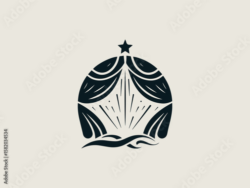 Minimalist spotlight vector logo for modern theatre companies or playhouses