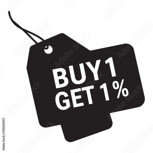 Black and white buy one get one percent off price tag discount sale concept