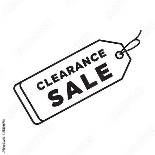 Black and white clearance sale tag isolated on white background for marketing concepts
