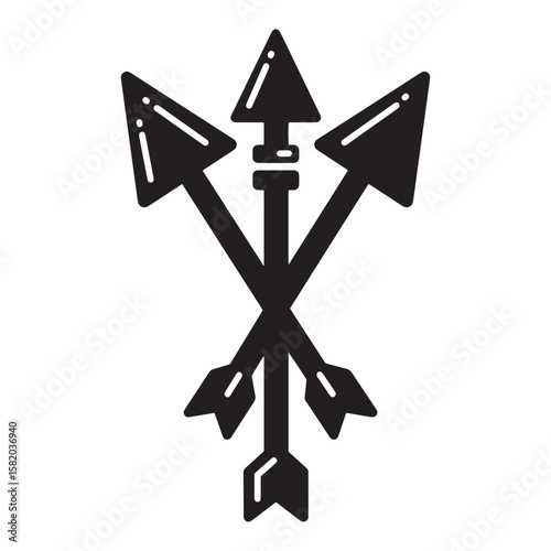 Black and white crossed arrows design symbolizing direction and strategic focus