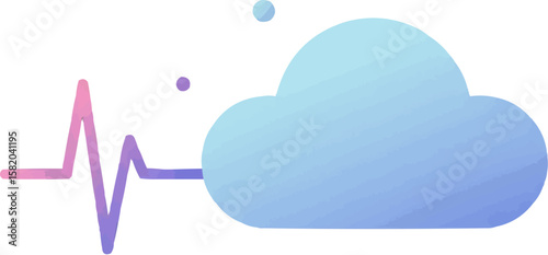 Cloud Computing Healthcare Technology Concept, Pulse Line, Data Storage, Digital Future
