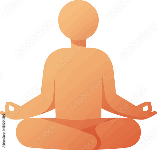 Meditation Illustration Silhouette Person Sitting in Lotus Pose Relaxing on Black Background