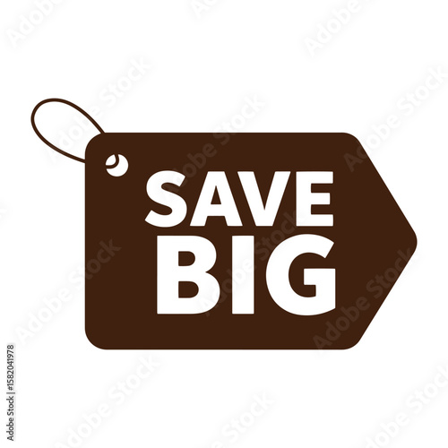 Brown save big price tag vector illustration for marketing and promotional offers