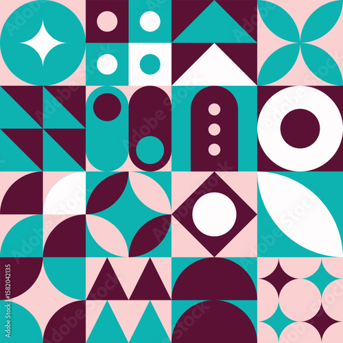 Colorful Geometric Shapes Mosaic