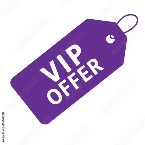 Exclusive vip offer tag in purple promoting premium services and special deals