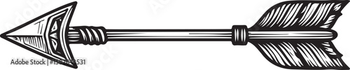 Stylized Arrow With Fletching projectile weapon