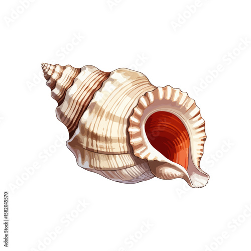 Sea shell illustration. Watercolor seashell isolated white background. Hand drawn watercolor painting shell.