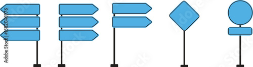 Realistic Traffic Sign Icon set.Realistic Road Signs Indicating Height Restrictions and Clearance Warnings, Displayed on Metal Pole.signs for information of road direction, maps, text or banner.