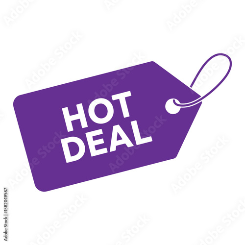 Purple hot deal price tag illustration for promotional marketing and advertising purposes
