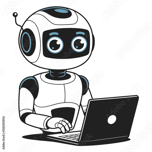 Simple Robot Illustration Featuring Classic Design