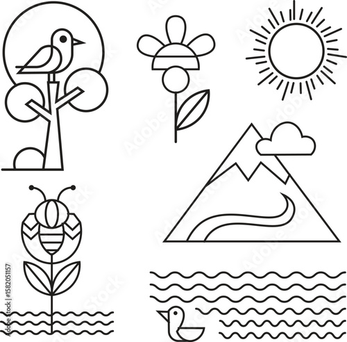 Minimal Nature Line Art Collection