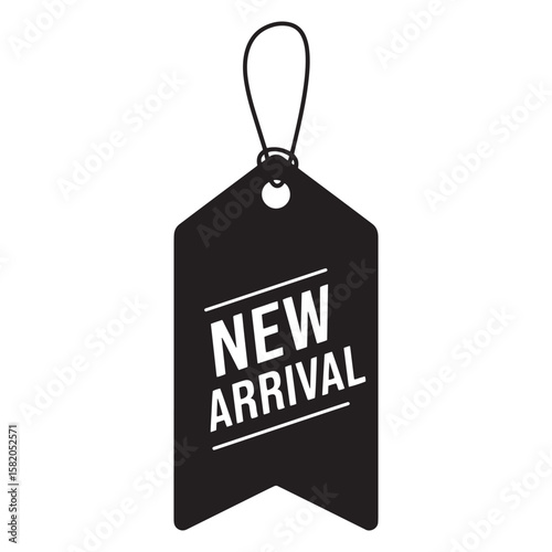 Stylish black and white new arrival tag perfect for marketing and promotional materials