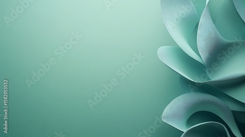 Wallpaper Mural Abstract mint green wavy shapes on a solid background Torontodigital.ca