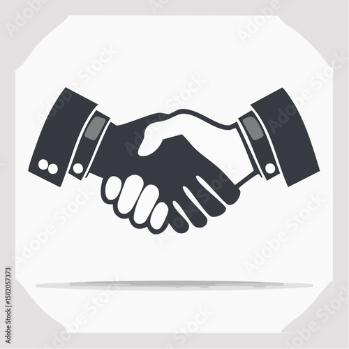 Vector graphic depicting a business handshake symbolizing agreement and partnership