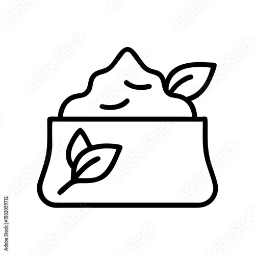 Compost bag with soil and green leaves symbolizing gardening  