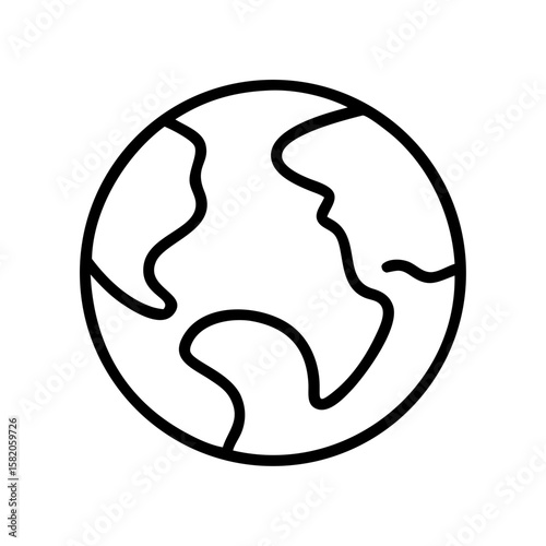 Simple line illustration of Earth globe in minimalist style  