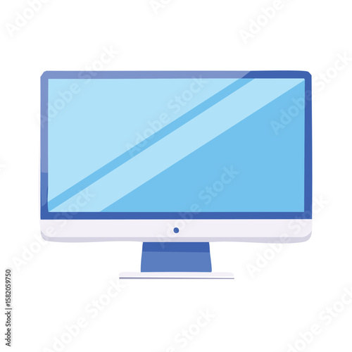 Cute desktop monitor flat vector