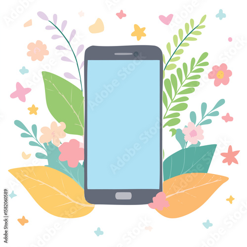 Cute smartphone flat vector
