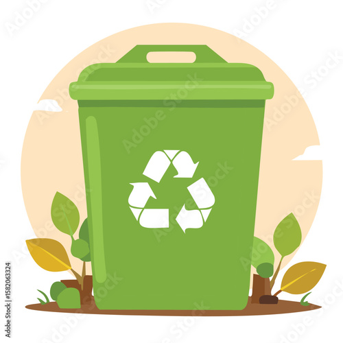 Cute recycling bin flat vector