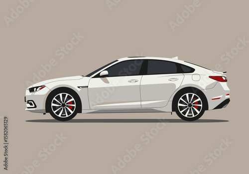 Sleek White Sedan Illustration Modern Automotive Design for Car Enthusiasts and Creative Projects