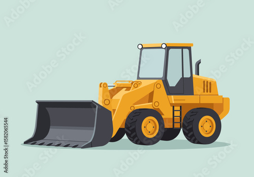 Vibrant Yellow Loader Illustration Heavy Equipment for Construction and Landscaping Projects