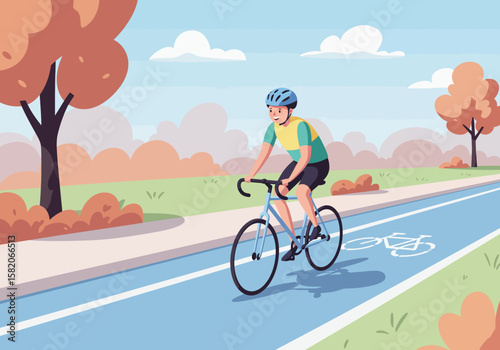Cycling Through Autumn A Scenic Bike Ride on the Path, Enjoying the Colorful Trees and Fresh Air in the Park