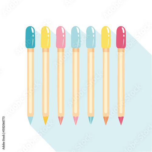 Cute nails flat vector