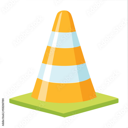 Cute construction cone flat vector