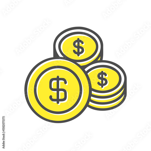 Stack of yellow coins with dollar sign representing finance concept  