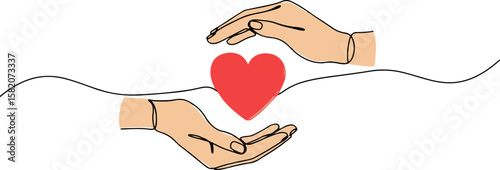 Hands forming a heart shape with love symbol in the center  