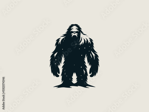 Minimalist yeti silhouette vector logo for outdoor gear brands or mountain expeditions
