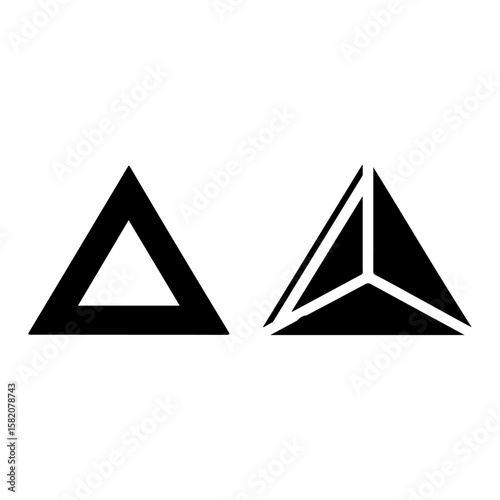 Black triangle vector icon on white background