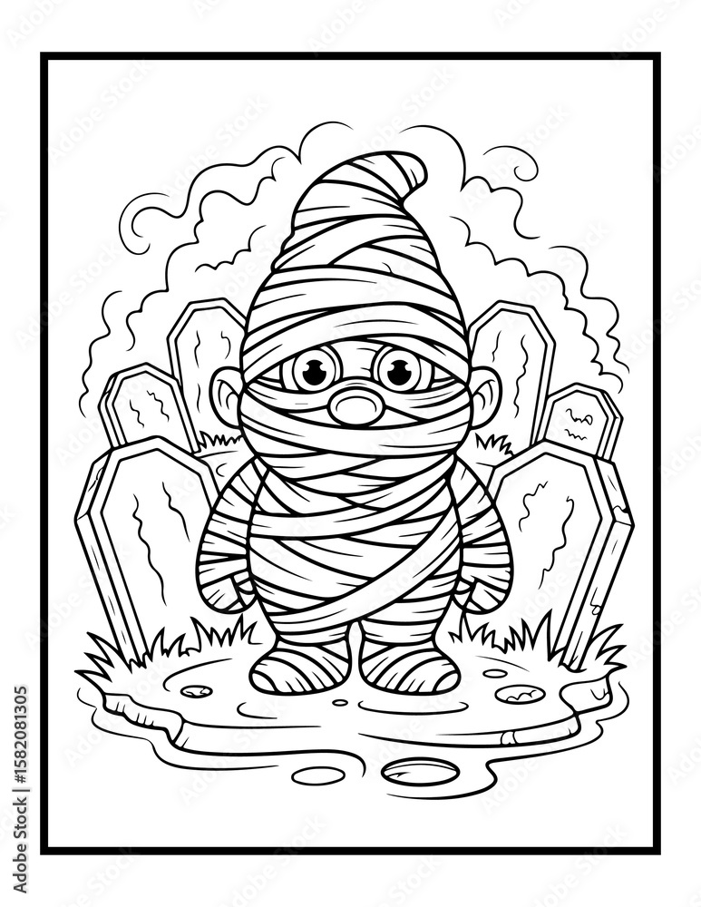 Obraz premium Halloween Gnome Bold & Easy Coloring Pages for Kids and Adults.