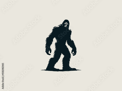 Vintage engraved Sasquatch vector logo for craft breweries or whiskey brands 